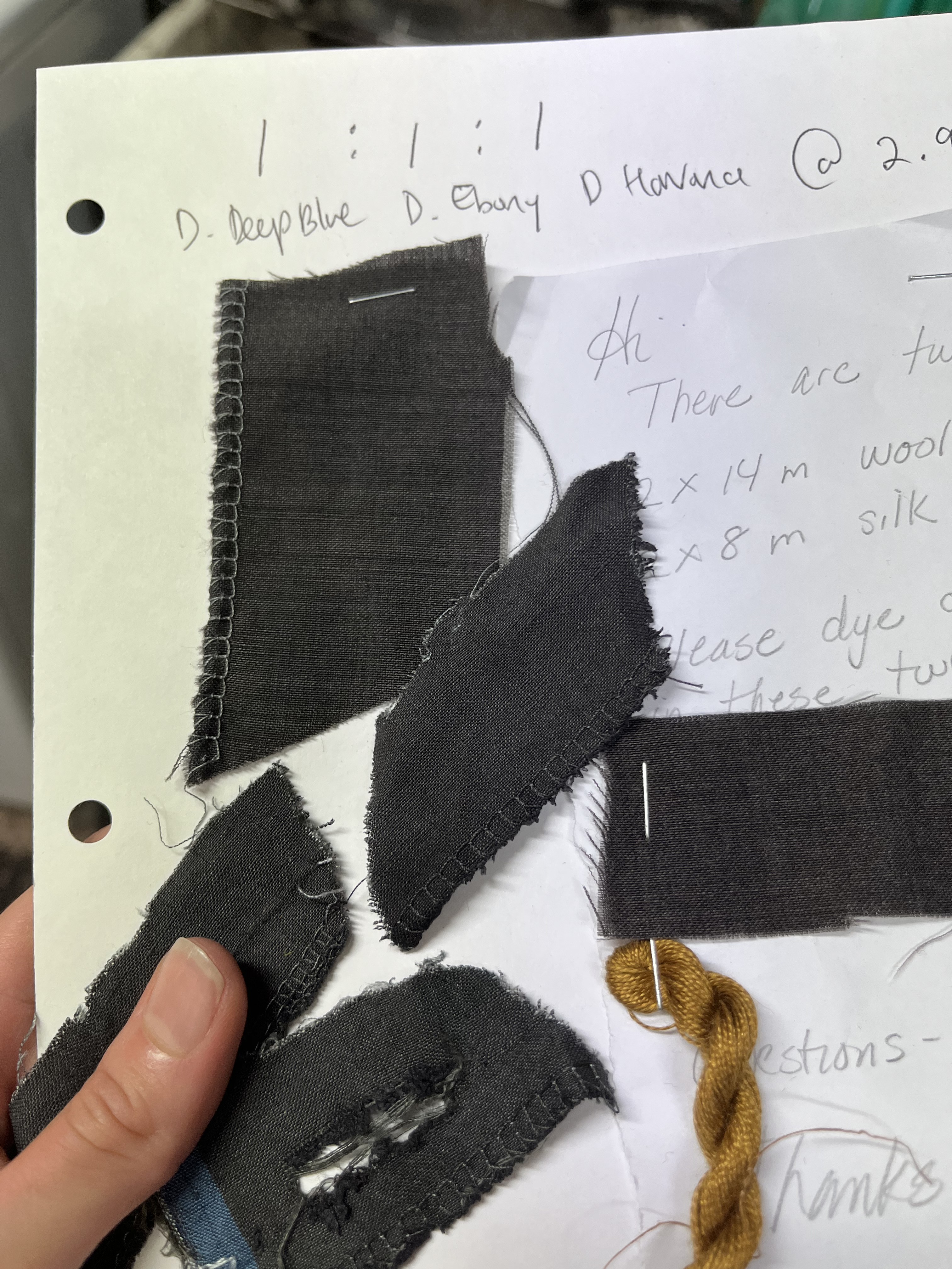 Charcoal dye swatch study